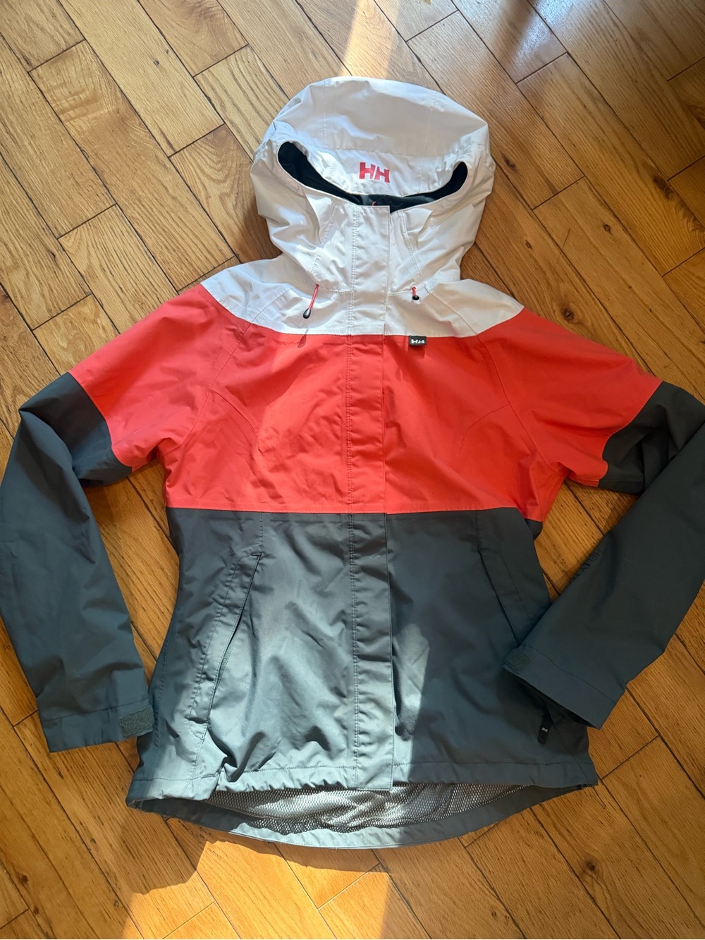 Helly Hansen Kids' Colorblock Rain Jacket - White/Red/Gray